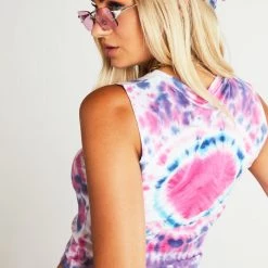 Jaded London Accessories Purple & Pink Heart Tie Dye Bandana