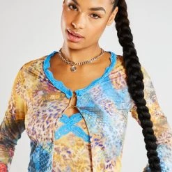 Jaded London Cheetah Roses Mash Up Print Cardigan Tops