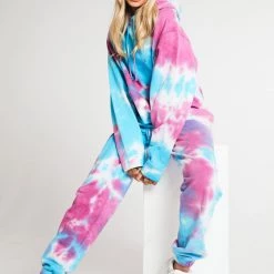Jaded London Co-ords Purple & Blue Oversized Tie Dye Hoodie