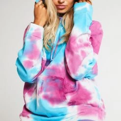 Jaded London Co-ords Purple & Blue Oversized Tie Dye Hoodie