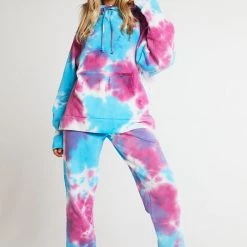 Jaded London Co-ords Purple & Blue Oversized Tie Dye Hoodie