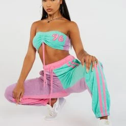 Jaded London Purple & Turquoise Towelling Joggers