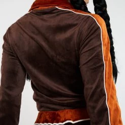 Jaded London Co-ords Brown Zip Up Velour Jacket