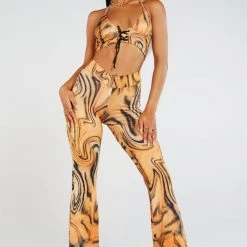 Jaded London Tops Tiger Swirl Print Halterneck Top