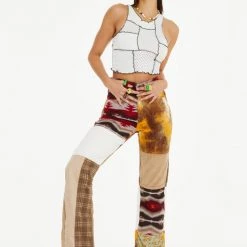 Jaded London Patchwork Tapestry Boyfriend Fit Jeans