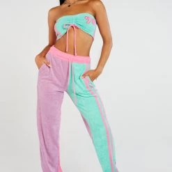 Jaded London Purple & Turquoise Towelling Joggers