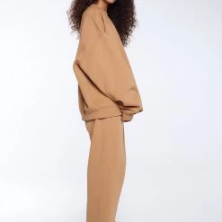 Jaded London Tan Oversized Mock Neck Sweatshirt Hoodies & Sweatshirts