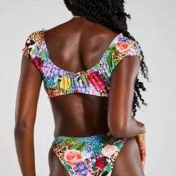 Jaded London Vintage Animal Floral Print V-Front Bikini Bottoms Beach & Swimwear