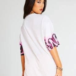 Jaded London Pink Not Ur Angel Graffiti Print Oversized T-shirt Dress Dresses
