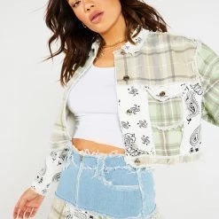Jaded London Skirts Patchwork Bandana Pleated Denim Mini Skirt