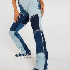 Jaded London Patchwork Denim Boyfriend Jeans