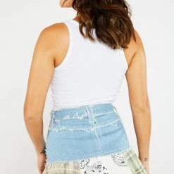 Jaded London Skirts Patchwork Bandana Pleated Denim Mini Skirt