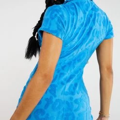 Jaded London Towelling Playsuit In Blue