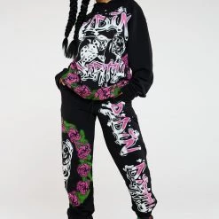 Jaded London Co-ords Ridin' Dirty Graffiti Print Cuffed Joggers