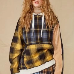 Jaded London Mixed Check Oversized Hoodie