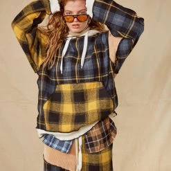 Jaded London Mixed Check Oversized Hoodie
