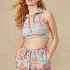 Jaded London Tops Rib Halter Top With Popper Fastening