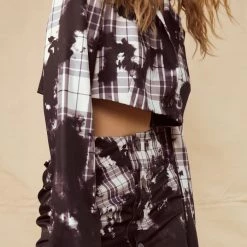 Jaded London Skirts Bleach Check Button Front Suit Skirt