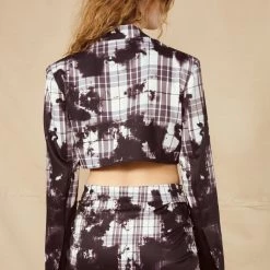 Jaded London Skirts Bleach Check Button Front Suit Skirt