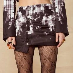 Jaded London Skirts Bleach Check Button Front Suit Skirt