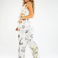 Jaded London Doodle Graffiti Print Paperbag Waist Joggers