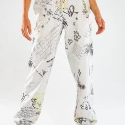 Jaded London Doodle Graffiti Print Paperbag Waist Joggers