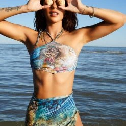 Jaded London Beach & Swimwear Cheetah Roses Mash Up Print Bikini Top