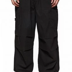 Jaded Man Black Parachute Cargo Pants