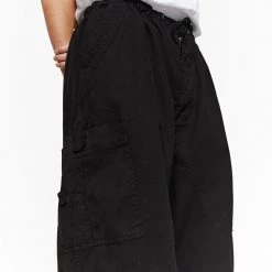 Jaded Man Black Parachute Cargo Pants