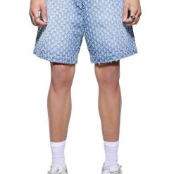 Jaded Man Light Blue Distressed Skate Shorts