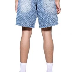 Jaded Man Light Blue Distressed Skate Shorts