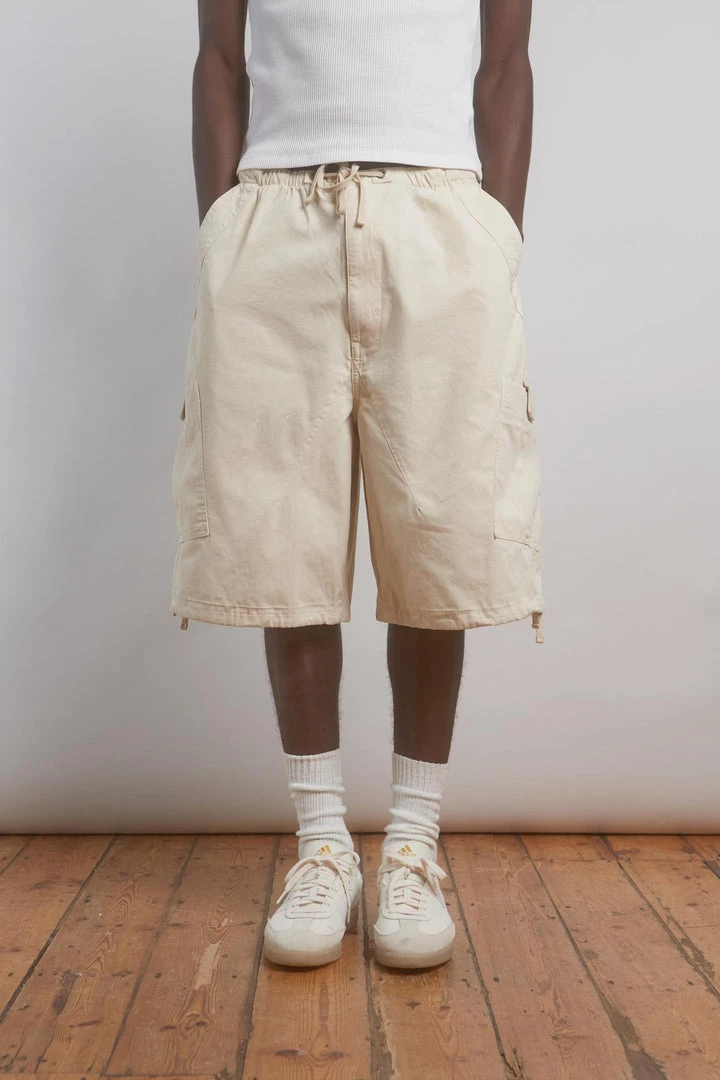 Jaded Man Ecru Parachute Cargo Shorts 1 Jaded Man Ecru Parachute Cargo Shorts
