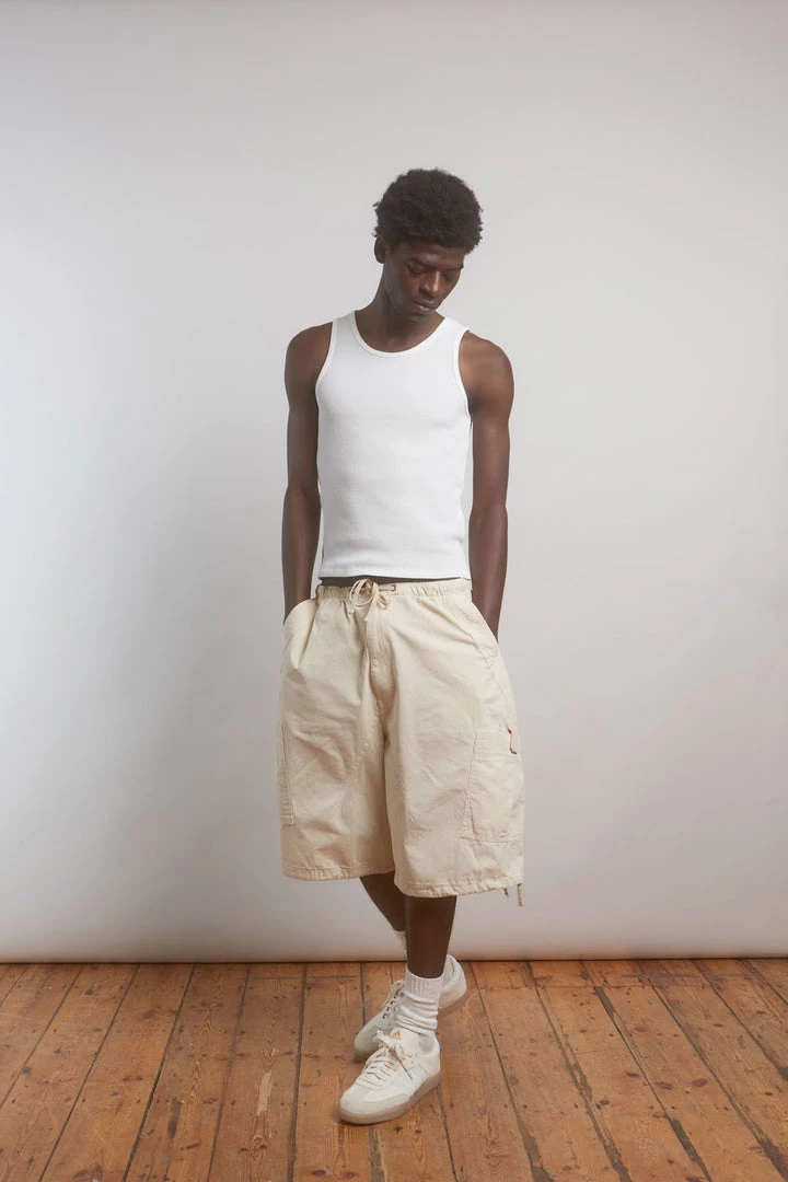 Jaded Man Ecru Parachute Cargo Shorts 3 Jaded Man Ecru Parachute Cargo Shorts