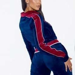 Jaded London Co-ords Navy Zip Up Velour Jacket