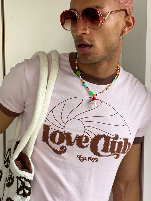 Jaded Man Pink Love Club Ringer T Shirt Tees 2 Jaded Man Pink Love Club Ringer T Shirt Tees