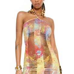 Jaded London Savannah Slashed Halter Dress Dresses