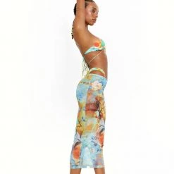 Jaded London Beach & Swimwear Citrus Mesh Maxi Skirt