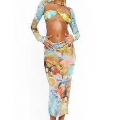 Jaded London Citrus Mesh Sleeves Beach & Swimwear