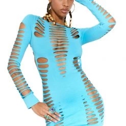 Jaded London Montego Dress In Aqua