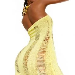 Jaded London Yellow Umbra Halter Dress