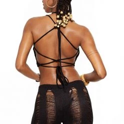 Jaded London Black Umbra Halter Top Tops