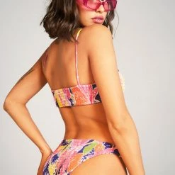 Jaded London Vintage Floral Shirred Square Neck Bikini Top