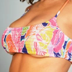 Jaded London Vintage Floral Shirred Square Neck Bikini Top