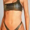Jaded London Snake Foil V Front High Leg Bikini Bottoms Beach & Swimwear