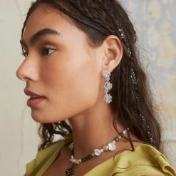 Jaded London Blossom Earrings In Clear Resin