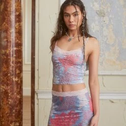 Jaded London Devore Daydream Lace Trim Mini Skirt Skirts