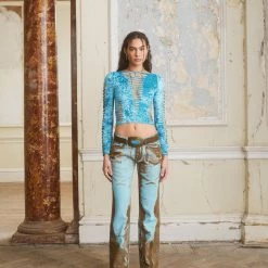 Jaded London Montague Crushed Velvet Slash Top Tops