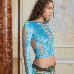 Jaded London Montague Crushed Velvet Slash Top Tops 11 Jaded London Montague Crushed Velvet Slash Top Tops