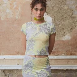 Jaded London Devore Dusk Tee In Lime Tops 13 Jaded London Devore Dusk Tee In Lime Tops