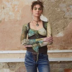 Jaded London Capulet Mesh Long Sleeve Top